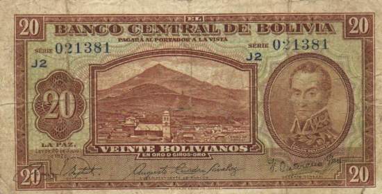 20 Bolivianos L. 20.7.1928